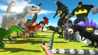 FPS Avatar in Jurassic Park Rescues Batman Team and Fights Dinosaurs -Animal Revolt Battle Simulator