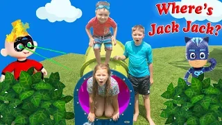 Incredibles 2 Hunt at the Pool for baby Jack Jack with Assistant and Batboy Ryan