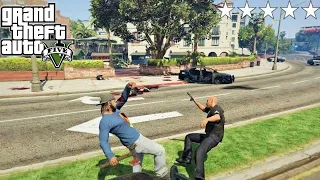 GTA 5 - Franklin's FIVE STAR COP BATTLE At A GAZEBO IN A COURTYARD (GTA V Funny Moments)