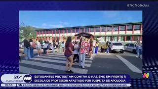 Estudantes protestam em frente à escola de professor afastado por suspeita de apologia ao nazismo