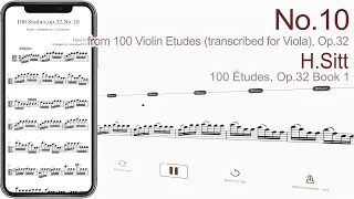 No.10 from 100 Violin Etudes (transcribed for Viola), Op.32 | H.Sitt【 Viola Sheet Music 】