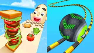 Sandwich Runner 3D Game Gameplay vs Going Balls 3D - All Level Gameplay Android,iOS,walkthrough