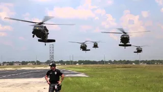 Army Black Hawk Helicopters Landing at Johnson Space Center