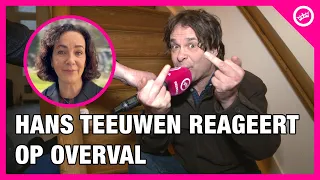 ZES MAN POLITIE. op de stoep bij HANS TEEUWEN na filmpje over FEMKE HALSEMA