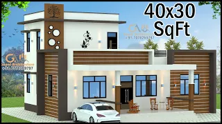 40'-0"x30'-0" 3 Room 3D House Plan | Modern Villa Design | Gopal Architecture