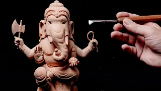 Process of Woodcarving Ganesha! Made with traditional Japanese wood carving techniques!