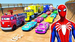 GTA V SPIDERMAN, FNAF and GODZILLA x KONG - Epic New Stunt Race For Car Racing Challenge by Trevor