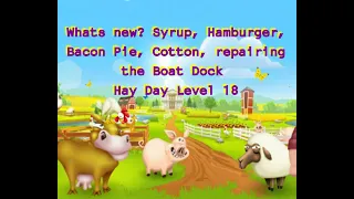 Repair Boat Dock, new crop Cotton, new items Syrup and Hamburger Hay Day Level 18