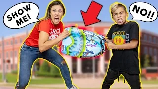 My MOM REACTS To What's In My SCHOOL BACKPACK!!! | The Royalty Family