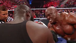 Bobby Lashley wins the Arm Wrestling Challenge against Omos