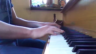 Smiling man on fire on piano. Cover by Selfpianist