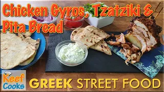 Chicken Gyros Tzatziki and Pita Bread | Greek Street Food