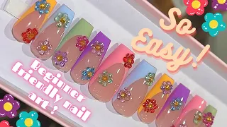 SO EASY & CUTE SUMMER NAILS !🌸| you NEED to try this | Gelx nail art | press on nails for beginners