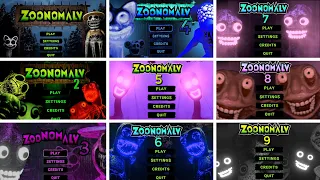 Zoonomaly Horror Game 1 2 3 4 5 6 7 8 6 8 9 - Main Menu Comparison
