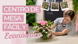 HERMOSO CENTRO DE MESA FÁCIL CON ROSAS Y ASTROMELIAS  🌸  🌿