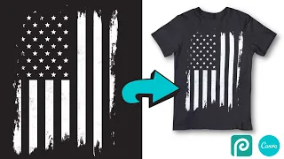 How to Make a Distressed US Flag T-shirt Design for Print on Demand | Canva and Photopea Tutorial