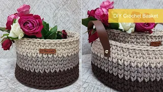 DIY I How to make a crochet basket using a wooden bottom I Ahşap tabanlı sepet yapımı
