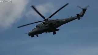 Hungarian Air Force Mil Mi-24P Hind arrival RIAT 2022