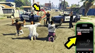 ماذا سيحدث إذا إتصلت برجال الشرطة وأرسلتهم إلى حي العصابات في جي تي أي 5 | GTA V Grove Street