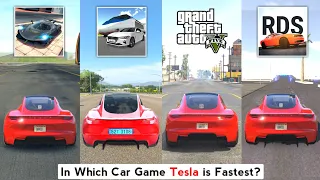 Tesla Top Speed in Extreme Car Driving, 3D Driving Class, Car Simulator2, GTA 5, Real Driving School