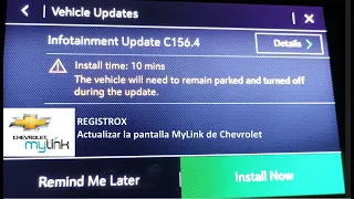 Actualización de la pantalla MyLink de Chevrolet Versión C156.4
