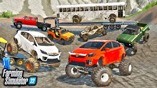 MILLIONAIRE'S GO MUDDING! WITH LIFTED PRIUS, RAZOR, AND BUS! | FARMING SIMULATOR 22