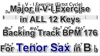 Major ii-V-I Exercise in ALL 12 keys - Backing Track for Tenor Sax, BPM 176