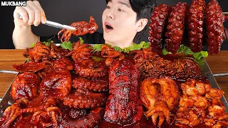 ASMR MUKBANG | 직접 만든 해물찜 먹방 🐙🦑 SPICY SEAFOOD BOIL SQUID OCTOPUS LOBSTER TAIL MUSHROOM EATING SOUNDS