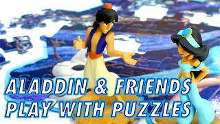 Disney Aladdin, Jasmine and Genie Try to Finish a Frozen Puzzle! Featuring Jafar