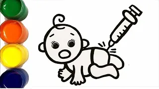 Drawing of a baby | Сурет салу Бала мен шприц | Как нарисовать младенца