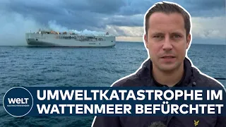 FLAMMENHÖLLE AUF AUTOFRACHTER: Löscharbeiten auf Nordsee gehen weiter - Umweltkatastrophe droht