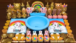 GOLD RAINBOW UNICORN ! Mixing Random Things into STORE BOUGHT Slime ! Satisfying Slime Videos #260