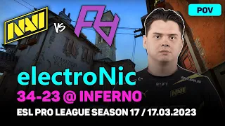 CSGO POV NAVI electroNic (34-23) vs Rare Atom (INFERNO) @ ESL Pro League Season 17 / Mar 17, 2023