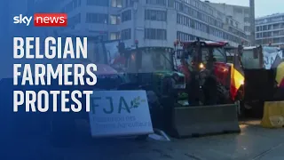 Belgian farmers protest as EU agriculture ministers meet in Brussels