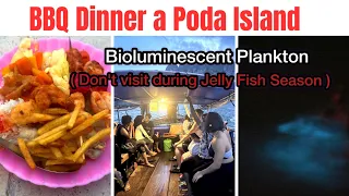 Barbeque Dinner at Poda Island | Bioluminescent Plankton | 7 Island Tour Krabi | Thailand