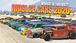 GTA 5 ONLINE - WHICH IS FASTEST MUSCLE CARS 2020 (DRAG RACE) | RANKED FROM SLOWEST TO FASTEST