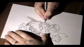 Drawing a tattoo - Oni mask