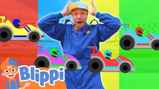Blippi's Race Car Song! Rainbow Color Cars Video | Blippi - Learn Colors and Science