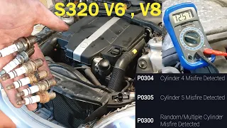 W220 Mercedes S 320 Spark Plugs Change and Misfire Diagnose