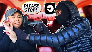 Picking My Girlfriend Up In A UBER Disguised As A Robber *GONE TOO FAR* She Cried & Called The Cops