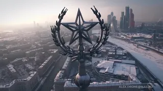 Beautiful WINTER Moscow city Aerial reel