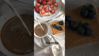 healthy breakfast coffee strawberry with relaxing music