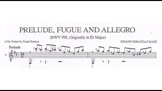 J. S. Bach - Fuga BWV 998 - Arranged for guitar by Frank Kooce - Score Video (partitura)