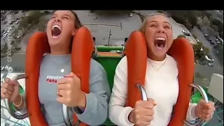 “I THINK I JUST SAW MY DEAD DOG” | HILARIOUS SLING SHOT RIDE REACTION 😂 #funny  #trending #tiktok