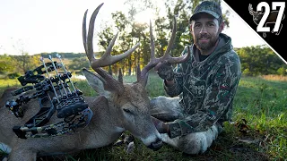 BIG OCTOBER BUCK with a BOW!!! (Hunting Scrape Lines)