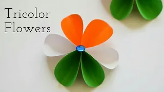 Easy Tricolor Paper Flowers | DIY Craft Ideas for Republic Day | Tricolor Craft Ideas with Paper