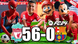 FIFA 24 - RONALDO, MESSI, SPIDER MAN ALL STARS PLAYS TOGETHER | Liverpool 56-0 FC BARCELONA