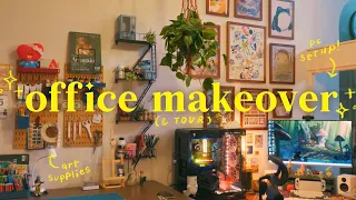 my home office makeover  ᯓ★ art supplies, pc setup, desk organization, & cozy aesthetics