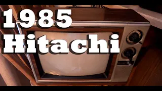 A 1985 Hitachi Woodgrain CRT TV