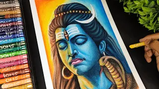 Lord Shiva Drawing with Oil Pastel, Shivratri Special Drawing, Step by step Tutorial, Part 1